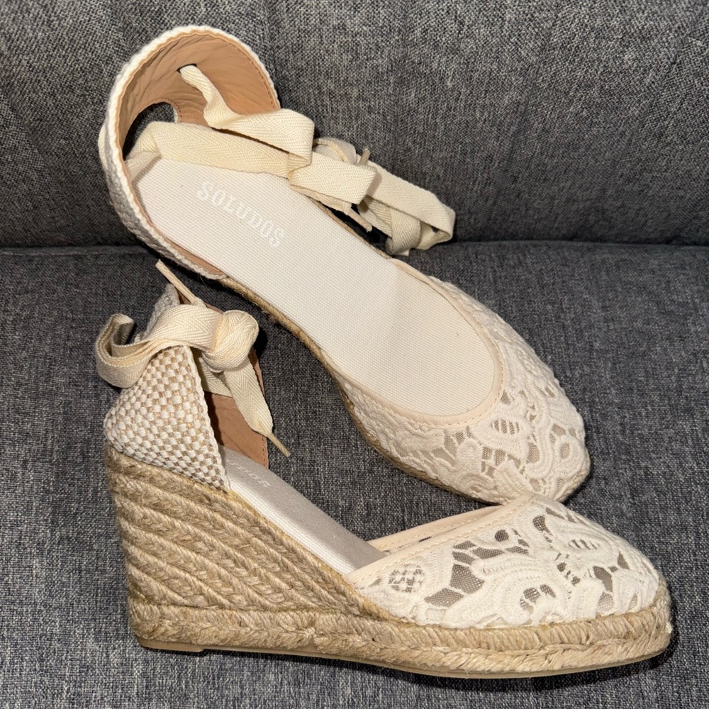 Soludos Tulip Lace Ivory Tall Wedge